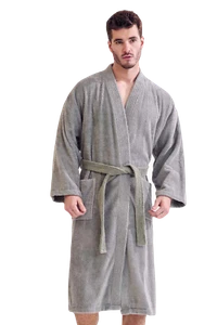 Men's Terry Silver Bathrobe (One Size) - Picture 1 of 1