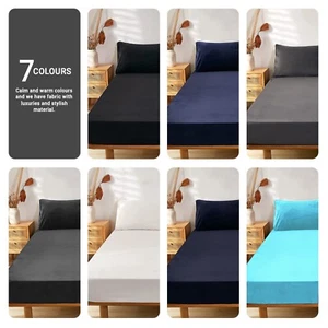 Extra Deep 25 cm Full Fitted Sheet Bed Sheets Single Double King Super King Size - Picture 1 of 48