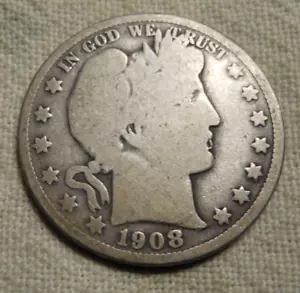 1908-O BARBER HALF DOLLAR 90% SILVER - Picture 1 of 2