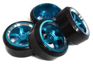 5 Spoke Wheel & Tire Set (4) for Drift Racing (O.D.=62mm) W=26mm Offset 3.5mm - Picture 1 of 1