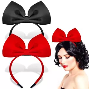 2 Pack Red Black Large Bow Headbands Headdress for Women Girls Bow Headband M... - Picture 1 of 9
