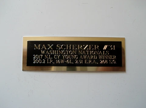 Max Scherzer Nationals 2017 Cy Young Award Baseball Card Plaque Nameplate 1 X 3 Cover
