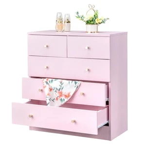 Tall Chest of Drawers 5 Drawer Dresser with Deep Space Wood Storage Cabinet - Picture 1 of 27