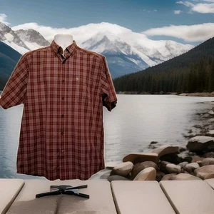 Ariat Pro Series Herren Kurzarm Kariert Button Down Freizeit Hemd Weinrot Gr. M - Bild 1 von 11