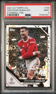 2021-22 Topps UCL Collection Starball Foil Cristiano Ronaldo #100 PSA 9 POP 10 - Picture 1 of 2