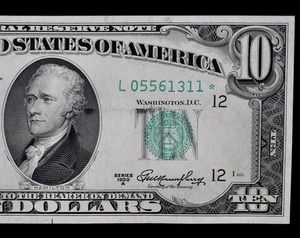 $10 1950A Star AU Federal Reserve Note L05561311* series A ten $ INK SMEAR ERROR - Picture 1 of 3