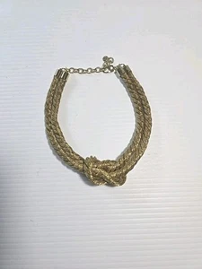 Talbots Mesh Knot Necklace Hollow Rope Double Strand Choker Gold Tone 15.5" Long - Bild 1 von 5