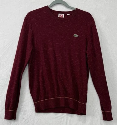 Suéter rojo tejido cuello redondo vintage de Lacoste para hombre talla grande Foto 1 de 4