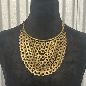 Collana bavaglino oro punto stella maglia catena dichiarazione collare metallo aragosta - Foto 1 di 6