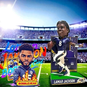 LAMAR JACKSON Baltimore Ravens "Trading Card" Exclusive NFL Bobblehead - Picture 1 of 8