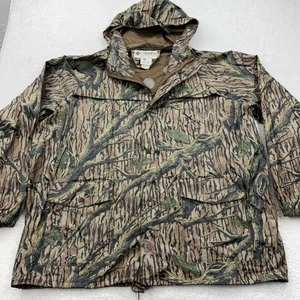 Vintage Columbia Mens XXL Mossy Oak Camo Jacket Hooded Rain Coat Hunting Outdoor - Picture 1 of 10