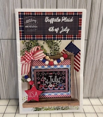 Stitching With The Housewives Cross Stitch Buffalo Plaid Series 4th Of July - Image 1 of 4