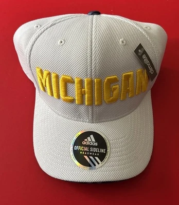 MICHIGAN WOLVERINES adidas Hat NCAA Football Basketball Baseball Cap White NWT - Image 1 of 4