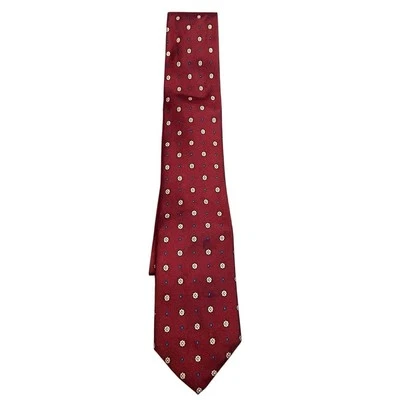 Vintage Pierre Cardin Tie Red Medallion Pattern Silk Blend – Paris New York - Image 1 of 4