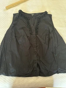 Talbots Shirt Womens 20W Black  Wrinkle Resist Stretch Timeless Unique Trim - Picture 1 of 9