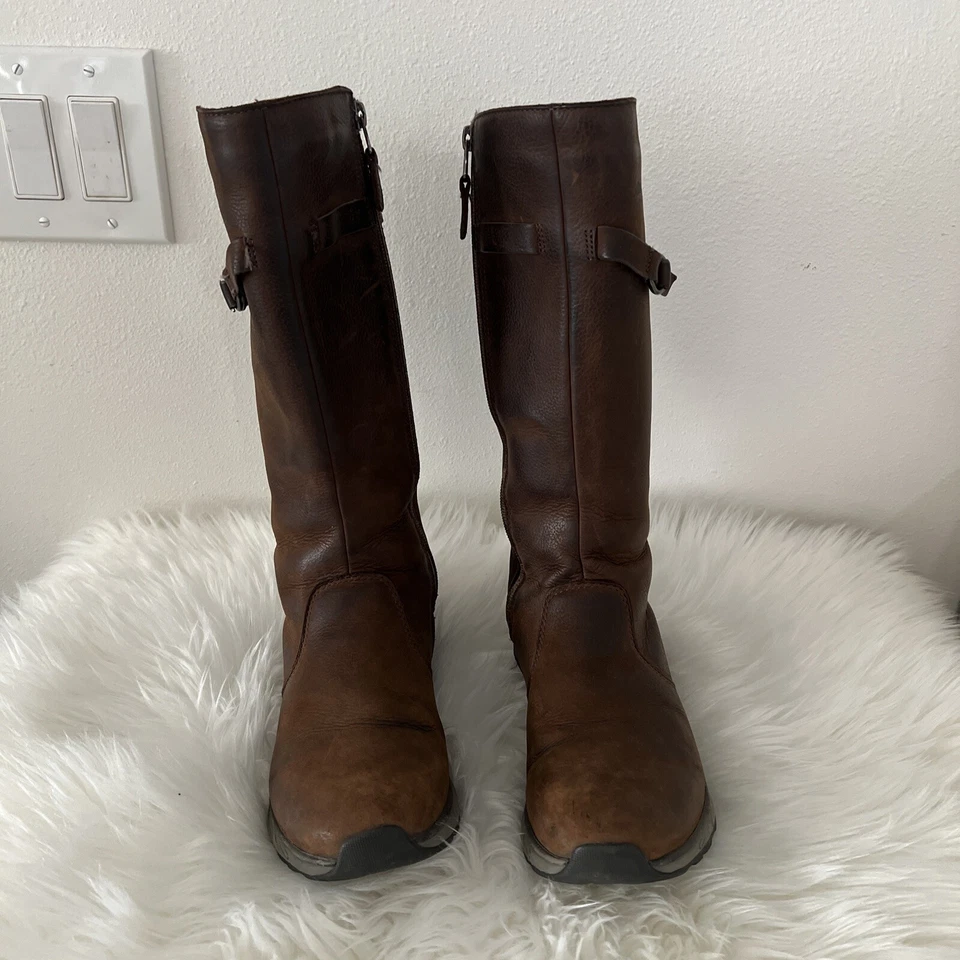 Botas Eddie Bauer Lodge para mujer talla 37,5 marrón cuero coñac media pantorrilla cremallera Foto 1 de 4