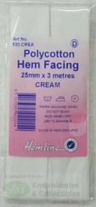 Hemline Polycotton Bias Binding Hem Facing 25mm x 3m Full Colour Range Available - Foto 1 di 54