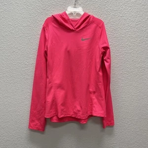 Nike Running Dri Fit Girl's Medium Hoodie Shirt Top Athletic Pullover Coral Refl - Picture 1 of 10