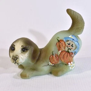 Figura de cachorro de vidrio artístico Fenton edición limitada pintada a mano - Imagen 1 de 4