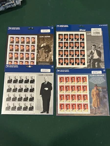 Legends of Hollywood US Postage Stamps 4 Panels Hitchcock Cagney Bogart Grant  - Picture 1 of 6