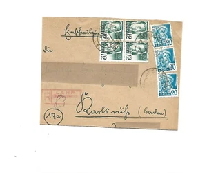 FZ Baden / LAHR (Schwarzwald) roter R-Stempel m. hs. Nr. auf verkleinertem E.-Bf - Bild 1 von 2
