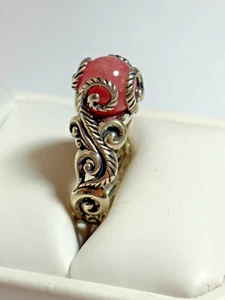 Carolyn Pollack Relios Pink Rhodonite Scroll Sterling Silver Ring Size 7 6.73g - Picture 1 of 7