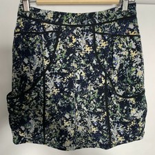 Lilu Anthropologie Mini Marble Skirt 100% Silk Inked Blue Pockets Size XS