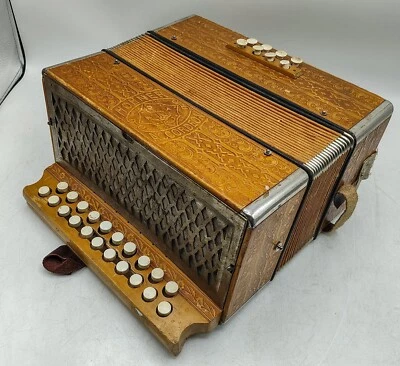 Vintage - Hohner Pressed Wood C/F Diatonic 29 Key Accordion - Works, AS-IS! - Image 1 of 4