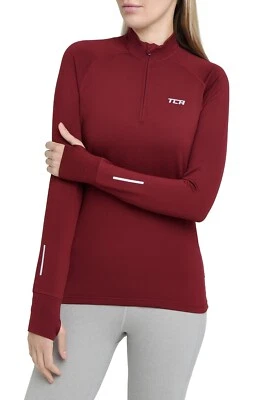 TCA Womens Outdoor Running Zip Top Training Long Sleeve Reflective Thumbholes - Image 1 of 4