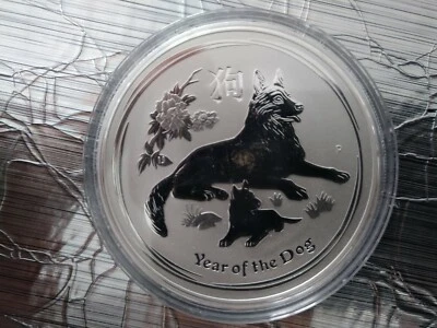 1 Unze / 1Oz Silber Lunar 2 Hund von 2018 - Bild 1 von 2