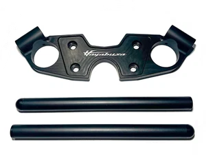 Upper Triple Tree Clamp with Handlebars Black For Suzuki Hayabusa GSXR1300 08-20 - Picture 1 of 4