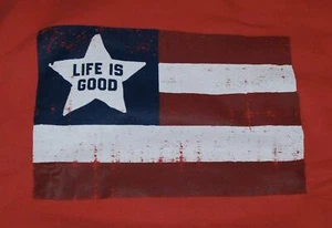 NWT Men's Life is Good Flag Red Go To LS Pullover Hoodie Sweatshirt - Picture 1 of 9