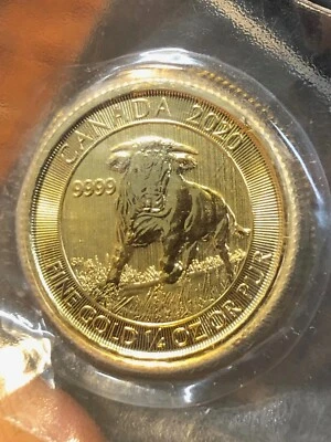 2020 1/4 oz .9999 Canadian Gold Canadian Bull NEW SEALED IN MINT PLASTIC--BLAZER - Image 1 of 4