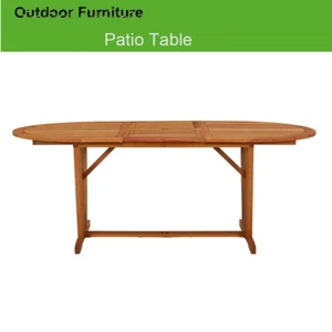 150-200cm Extendable Dining Table Wood Outdoor Patio Garden Table Umbrella Hole - Picture 1 of 9