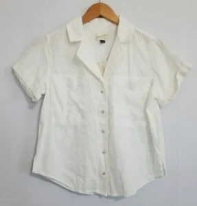 Universal Thread Linen Short Sleeve Collared Button Down Shirt White XS NEW - Picture 1 of 4