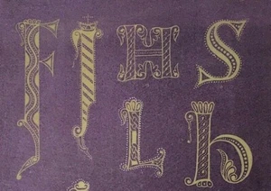 Ancient Fonts Latin 8th century Illumination Initials gold on purple 1860  - Picture 1 of 3