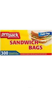 PROPACK Sándwich Bags (300) Traveling Sandwiche, Nuts, Fruits, Cake, Cookies, - Picture 1 of 4