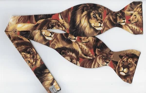 African Lions Bow tie, King of the Jungle, Big Cats, Zoo Event, Self-tie Bow tie - Picture 1 of 5