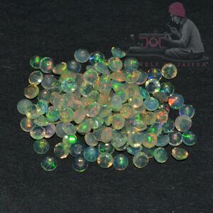 Natural Ethiopian Opal 3mm Round Faceted Cut 10 Piece Multi Color Loose Gemstone