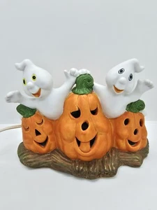 Lanterna luce notturna Halloween ceramica vintage spettrale fantasma zucca luminare - Foto 1 di 11