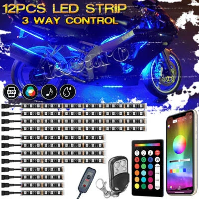 Kit de luces LED para motocicleta 12x carrocería brillante tira de acento de neón para Suzuki Kawasaki Foto 1 de 4