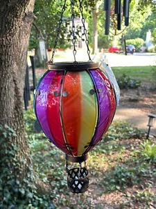 AWESOME Hot Air Balloon, glass, solar lantern hand made - Picture 1 of 6