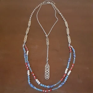 Two Premier Design necklaces. Silver tone with beads. Mix and match style. - Picture 1 of 6