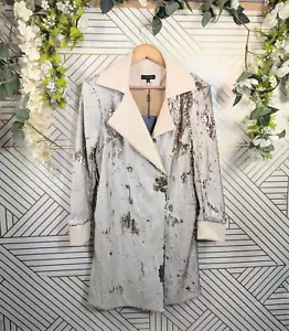 J LUX LABEL Women's Sequin Trench Coat Gold Collared Size Small NEW - Picture 1 of 9