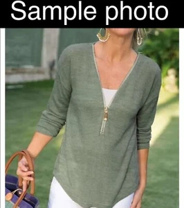 Soft Surroundings Green Valentina Pullover Sweater Plus Sz 2X Large Zipper - Picture 1 of 8