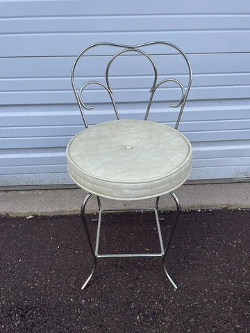 Vintage Mid Century Modern Metal Vanity Stool Bench Hollywood Regency Cover