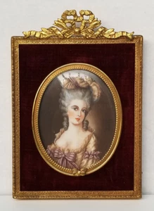 Antike signierte handgemalte Miniatur Frau Portrait Gemälde #2 - Bild 1 von 16