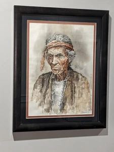 Vintage 70s Navajo Native Indian Watercolor Painting American Larry Veeder - Picture 1 of 3