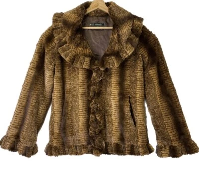 Damselle New York Faux Fur Coat Women’s Size M Shades of Brow - Image 1 of 4