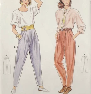 Pantalones sin cortar Burda 5110 patrón de costura cintura alta plisados pantalones bolsillo 12-22 - Imagen 1 de 5